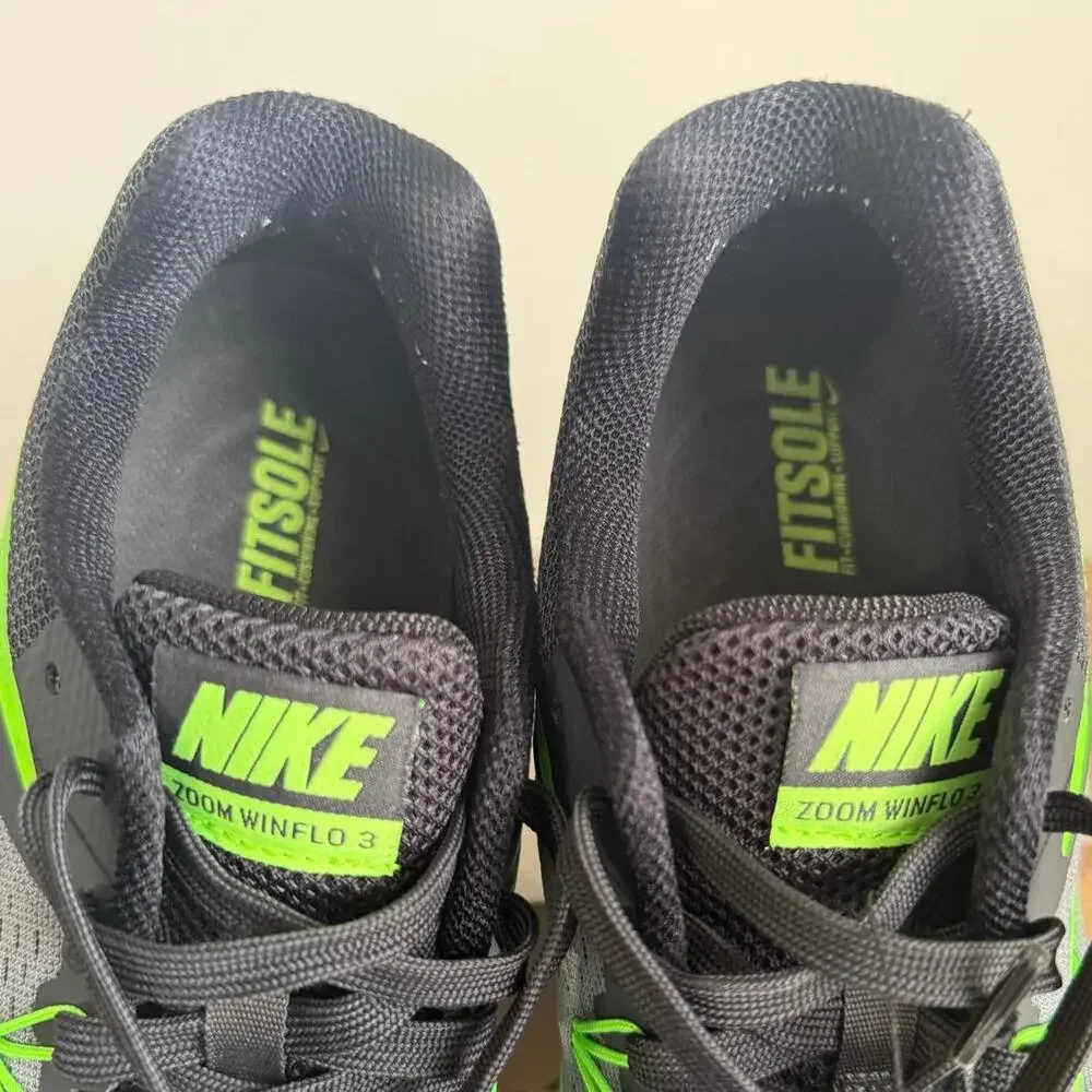 Nike Zoom Winflo 3 Sneaker Grey/Green Men Running Sneakers - SZ 11.5 - Picture 9 of 11
